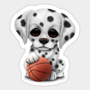 Dalmatian Puppy Dog Playing With Basketball Sticker